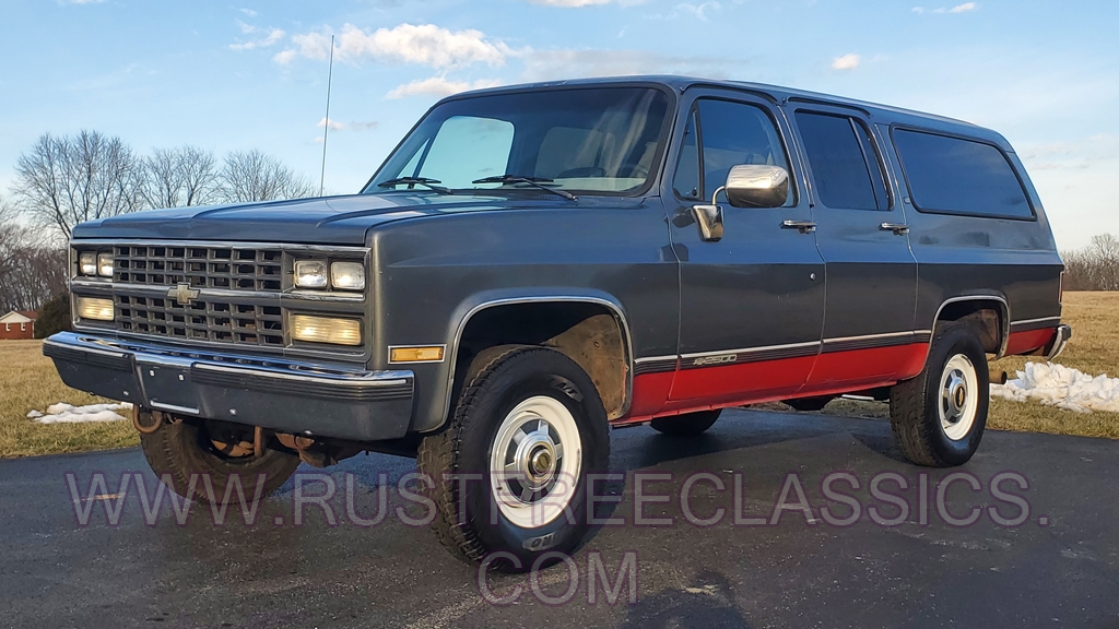 Chevy Chevrolet 1989 89 Suburban Silverado V2500 4x4 3/4ton Charcoal Red